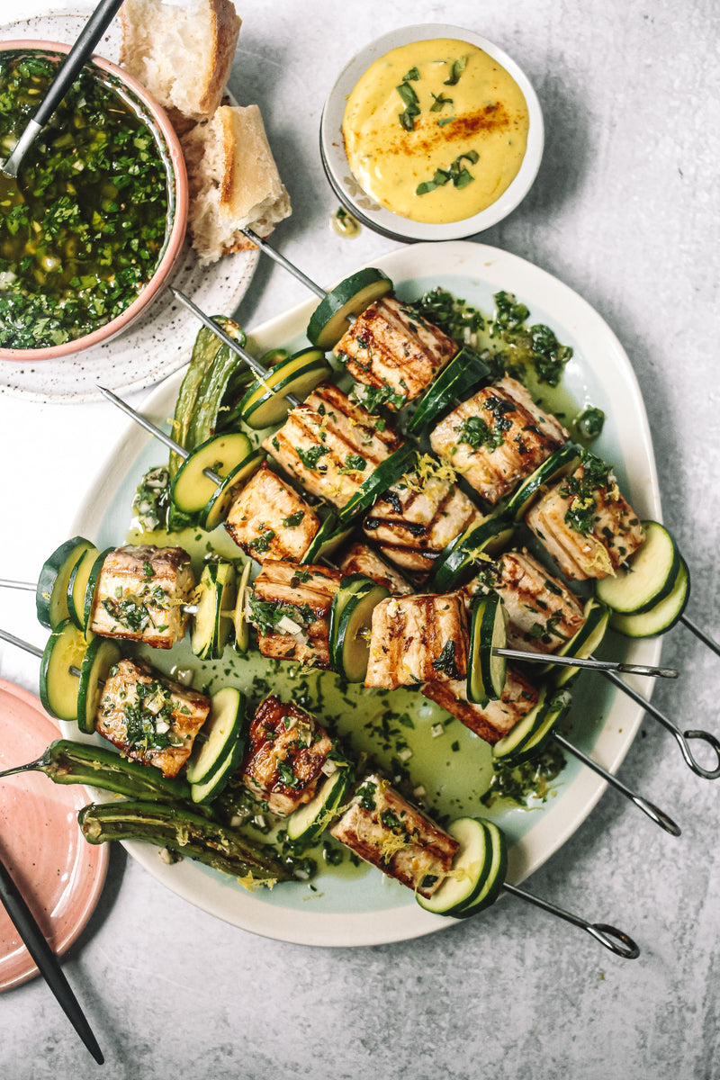 Grill Dad: Swordfish Skewers with Chimichurri 👨🏼‍🍳🎁 – O-Live & Co.