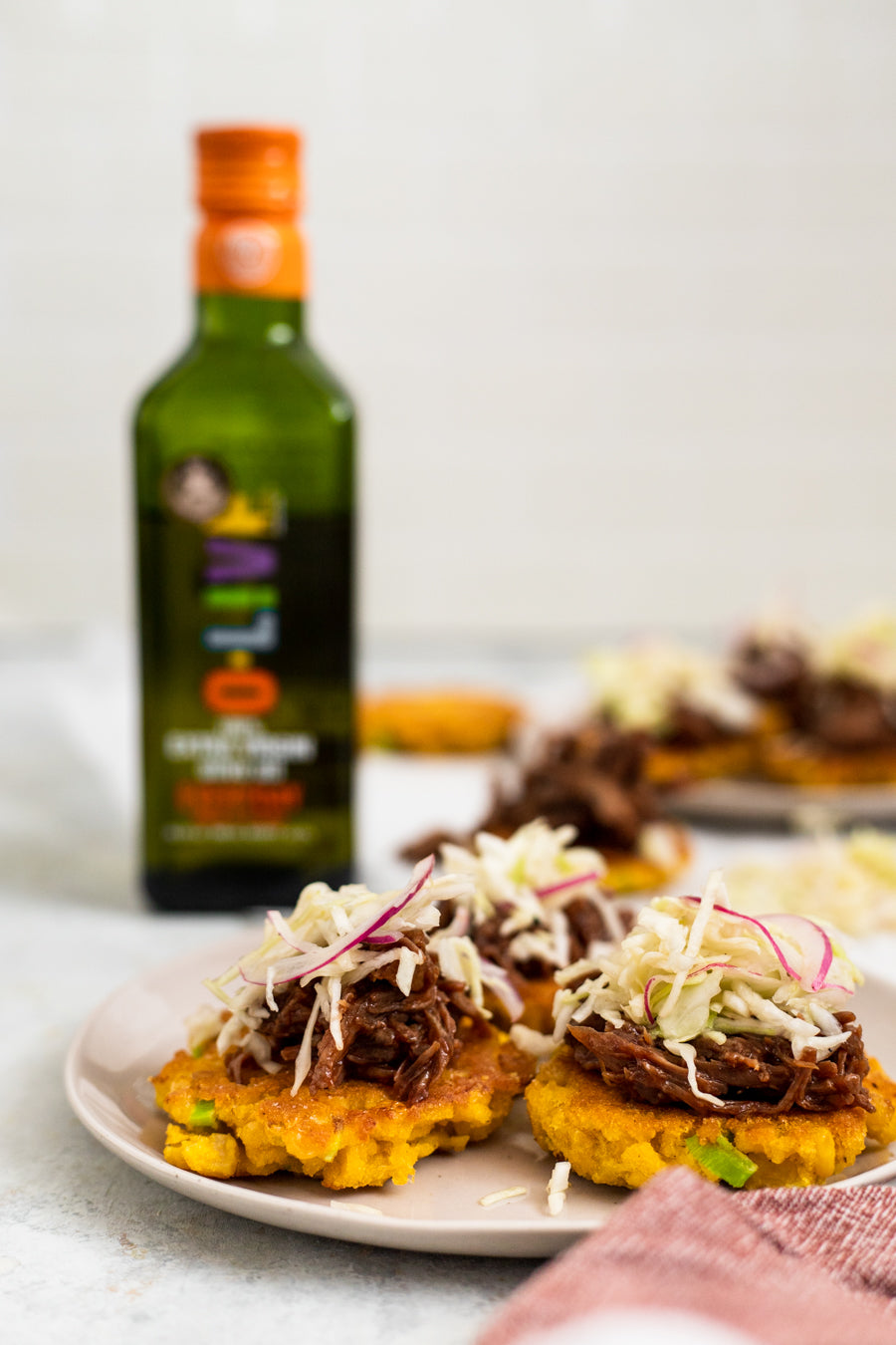 Easy Corn Fritters w/ BBQ Beef & Coleslaw by @PricklyFresh