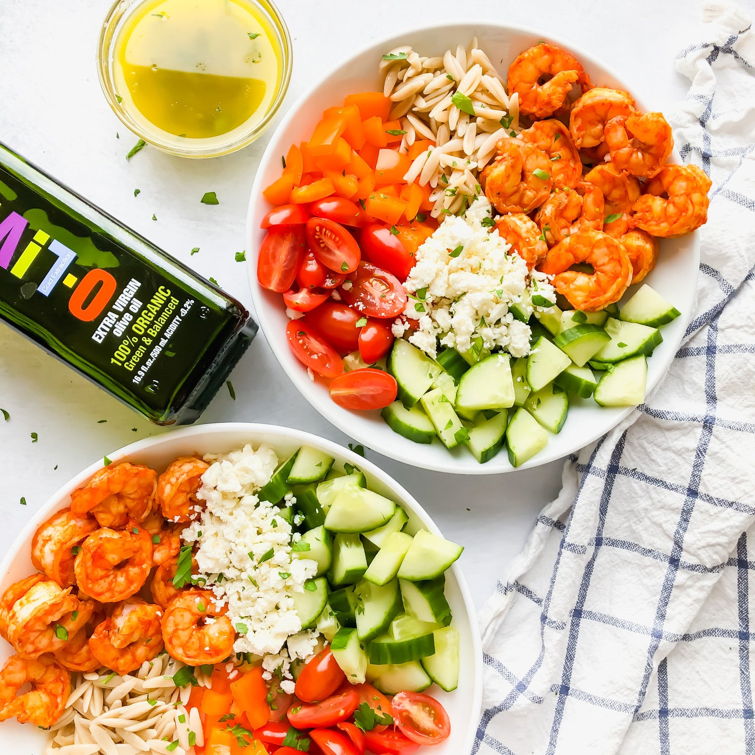 Mediterranean Orzo Shrimp Salad by @thebalancedbite
